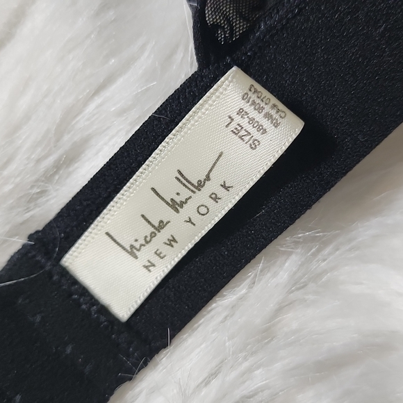 Nicole Miller Black Mesh High Neck Lace Bra Top Large NWT - Picture 5 of 7